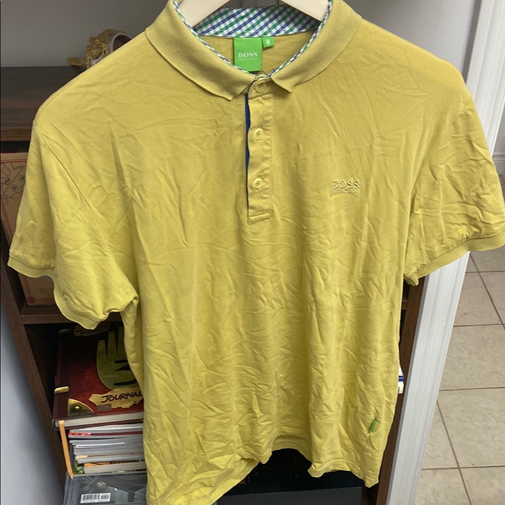 Vintage Hugo Boss Yellow Polo Shirt Vibrant Casual Style